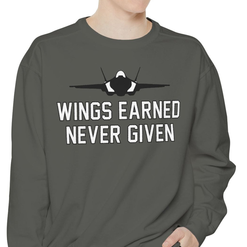Wings Earned Never Given F-35 Sweatshirt