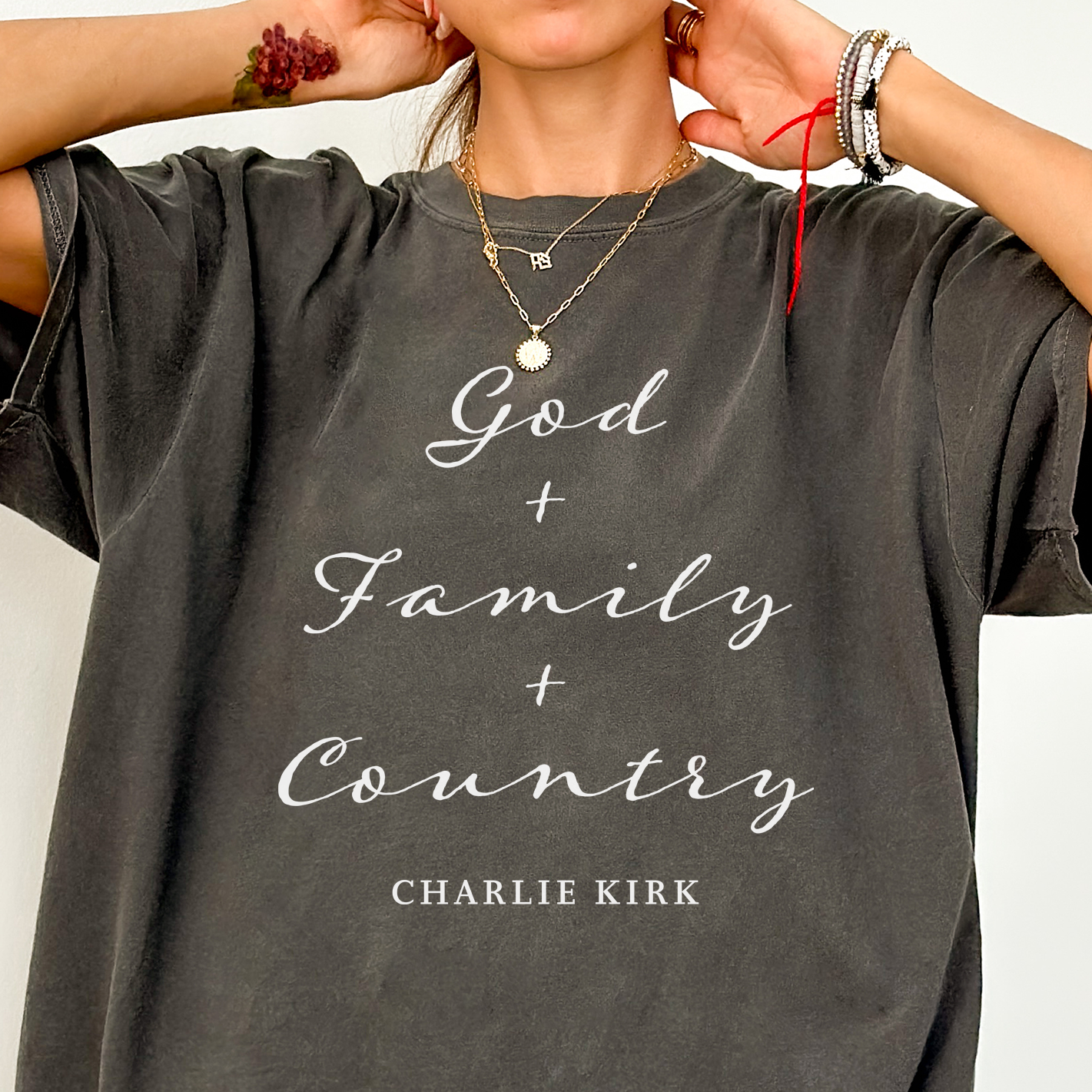 God, Family and Country Charlie Kirk Christian Activist Support Comfort Colors® Shirt