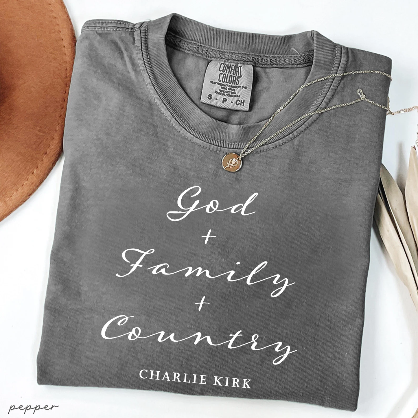 God, Family and Country Charlie Kirk Christian Activist Support Comfort Colors® Shirt