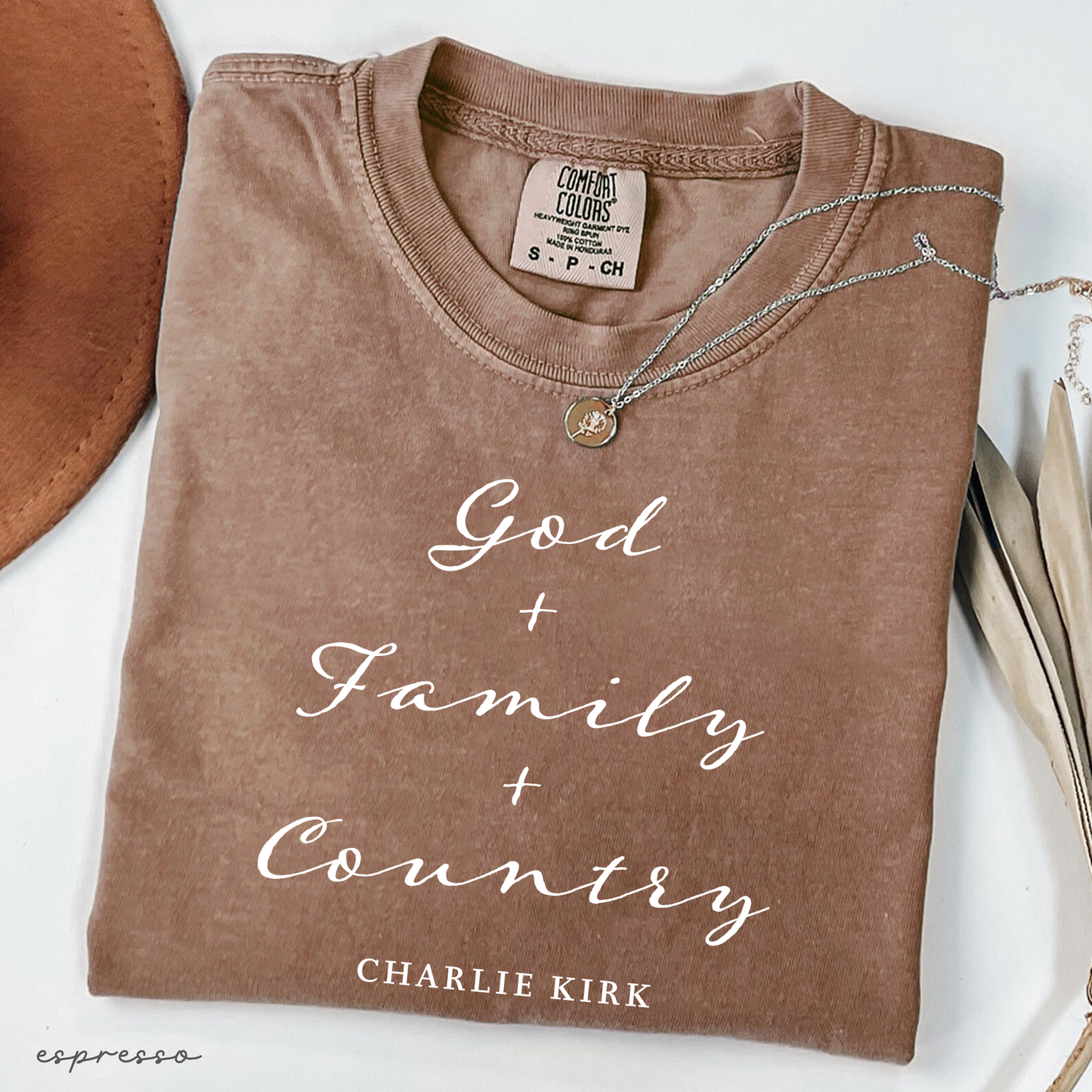 God, Family and Country Charlie Kirk Christian Activist Support Comfort Colors® Shirt