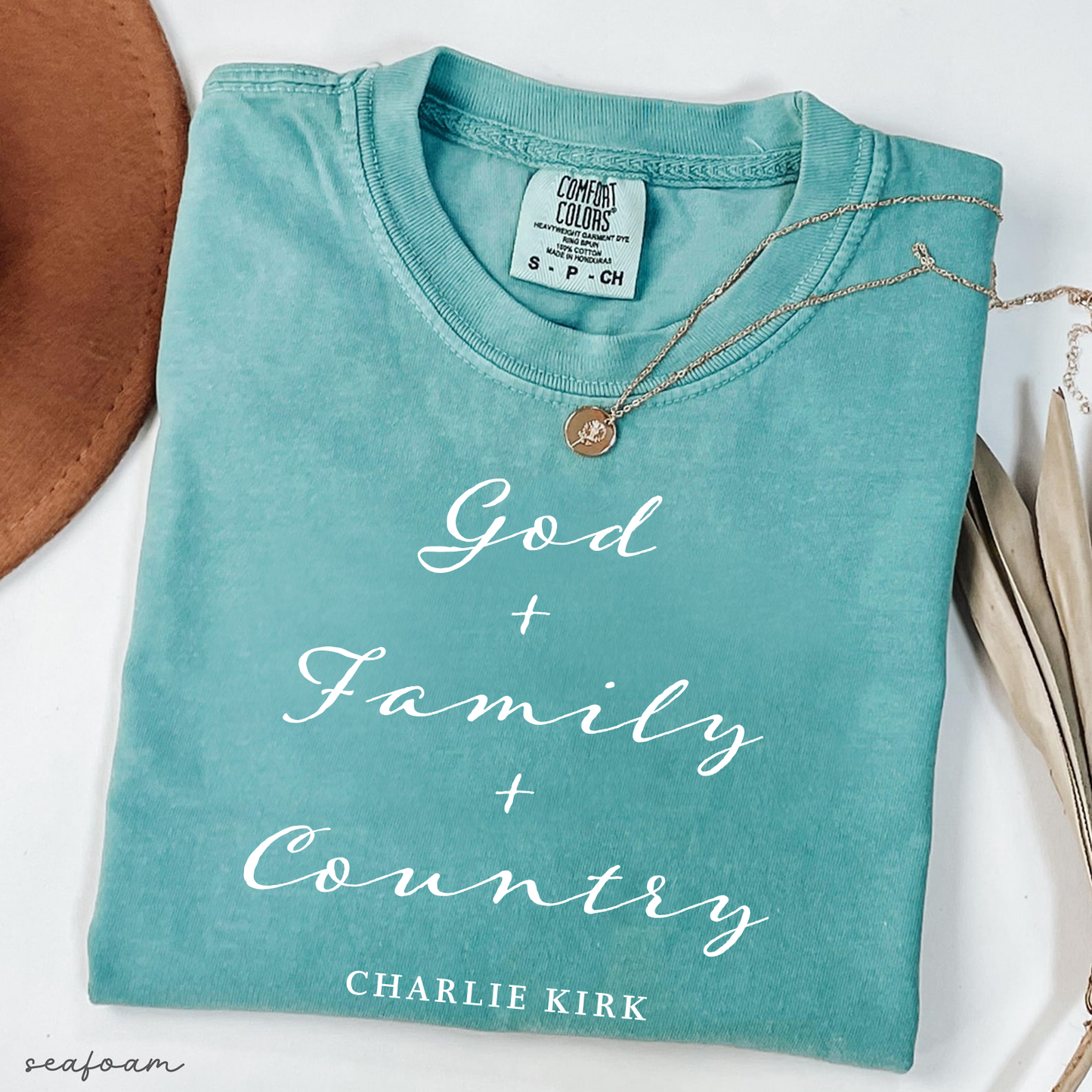 God, Family and Country Charlie Kirk Christian Activist Support Comfort Colors® Shirt
