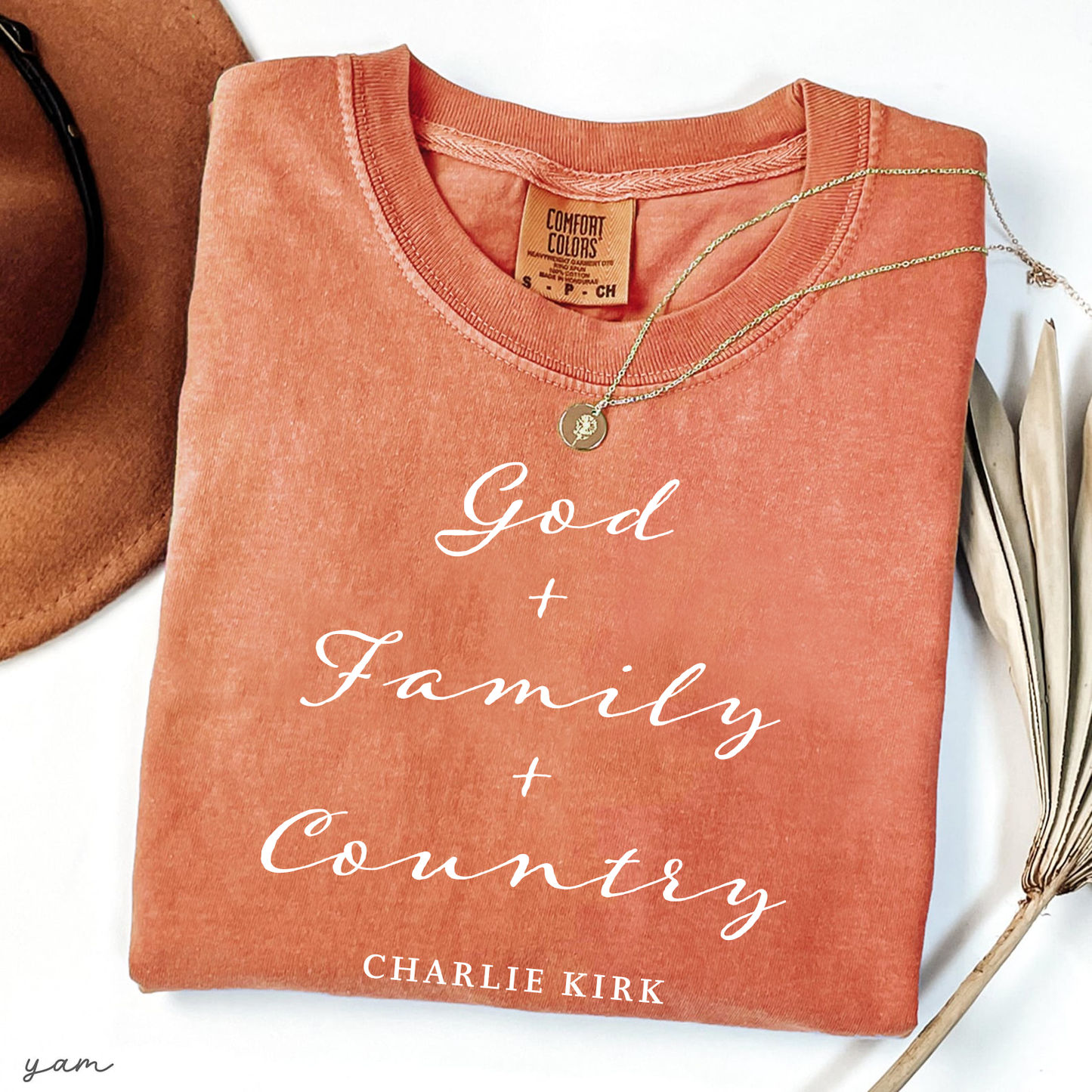 God, Family and Country Charlie Kirk Christian Activist Support Comfort Colors® Shirt