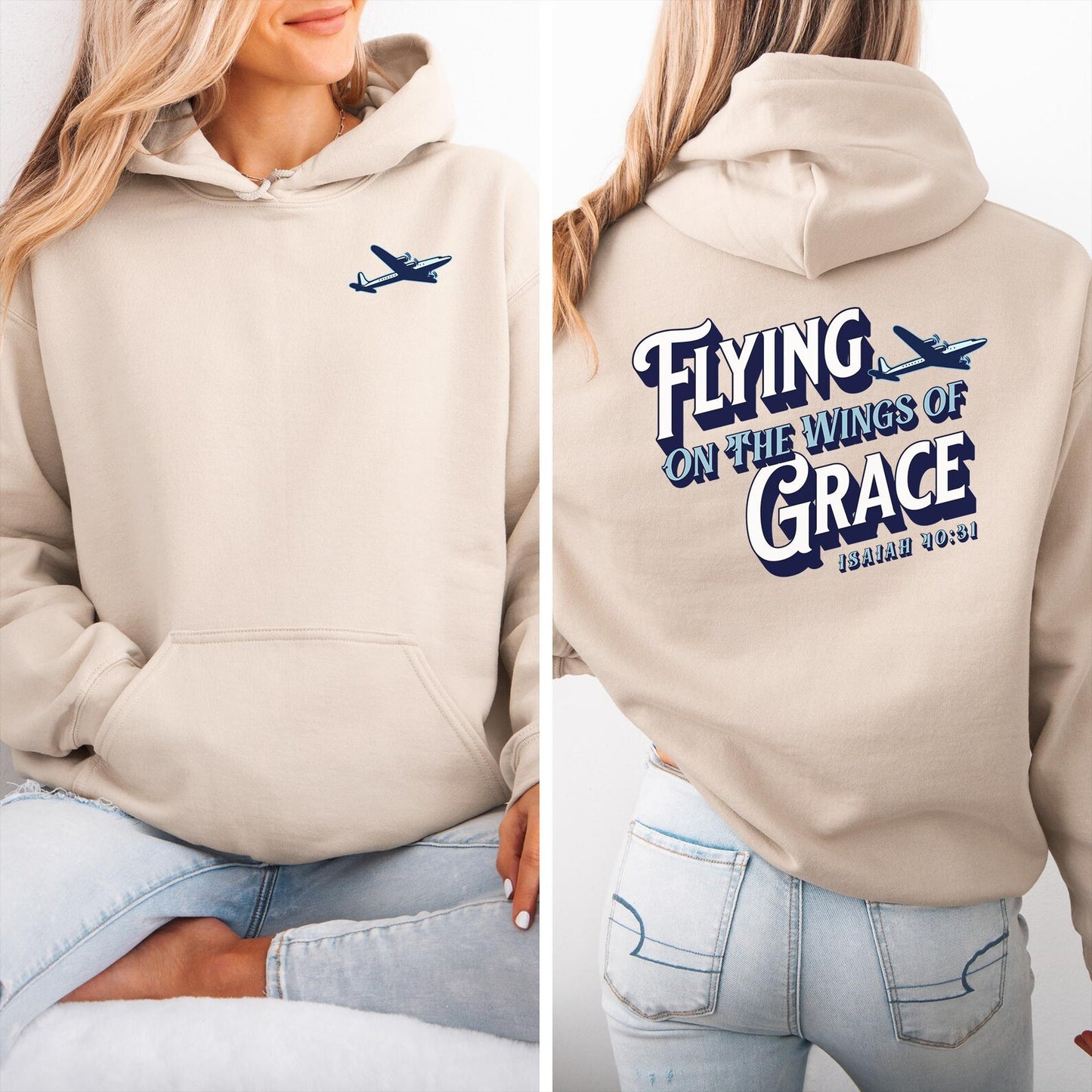 Flying on The Grace of Wings Aviation Hoodie
