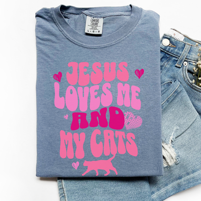 Jesus Loves Me and My Cats Tee