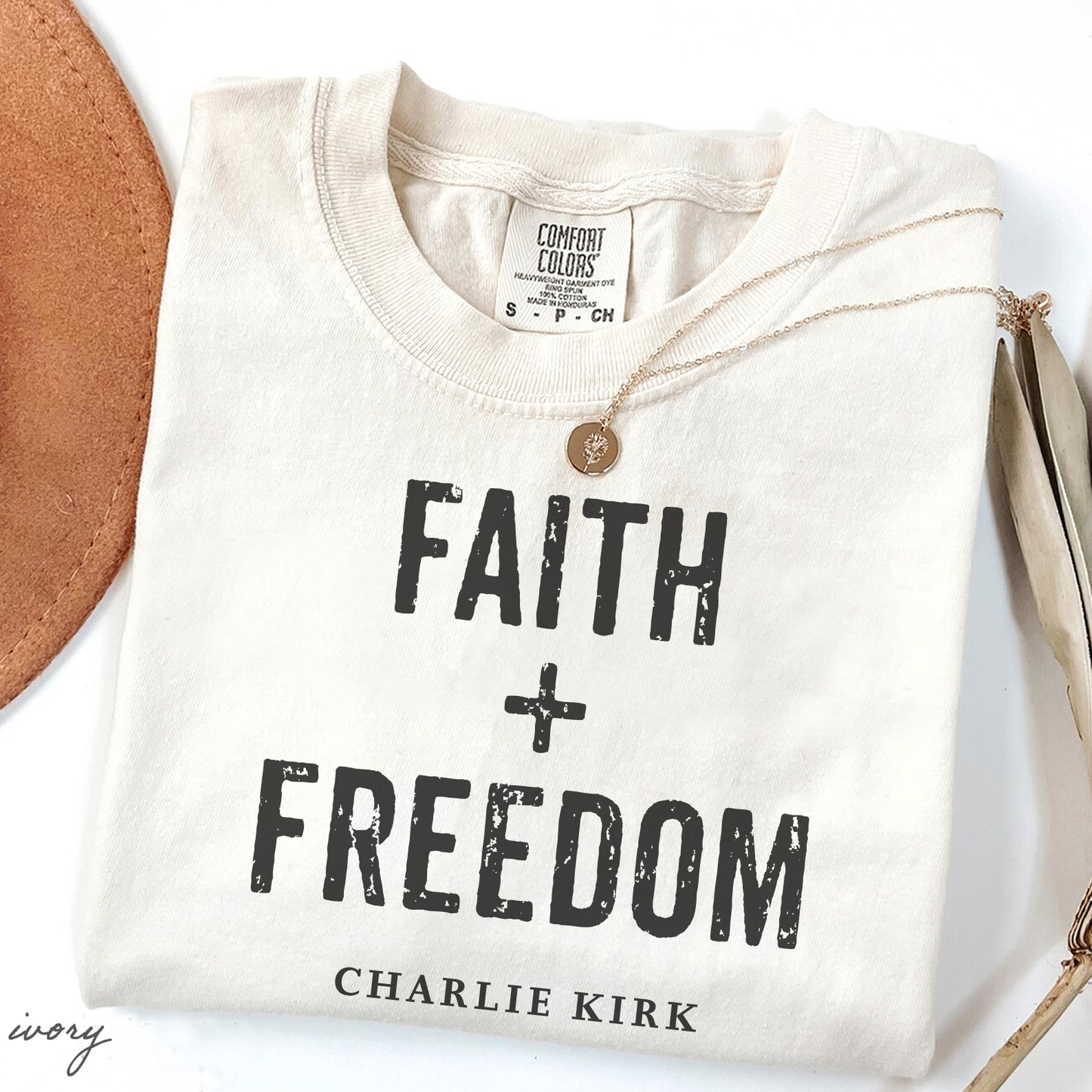 Faith + Freedom Charlie Kirk Christian Political Awareness Comfort Colors® Shirt