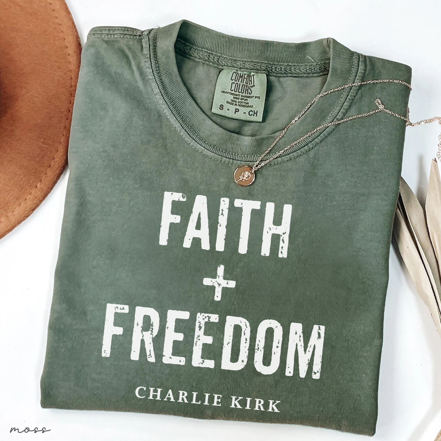 Faith + Freedom Charlie Kirk Christian Political Awareness Comfort Colors® Shirt