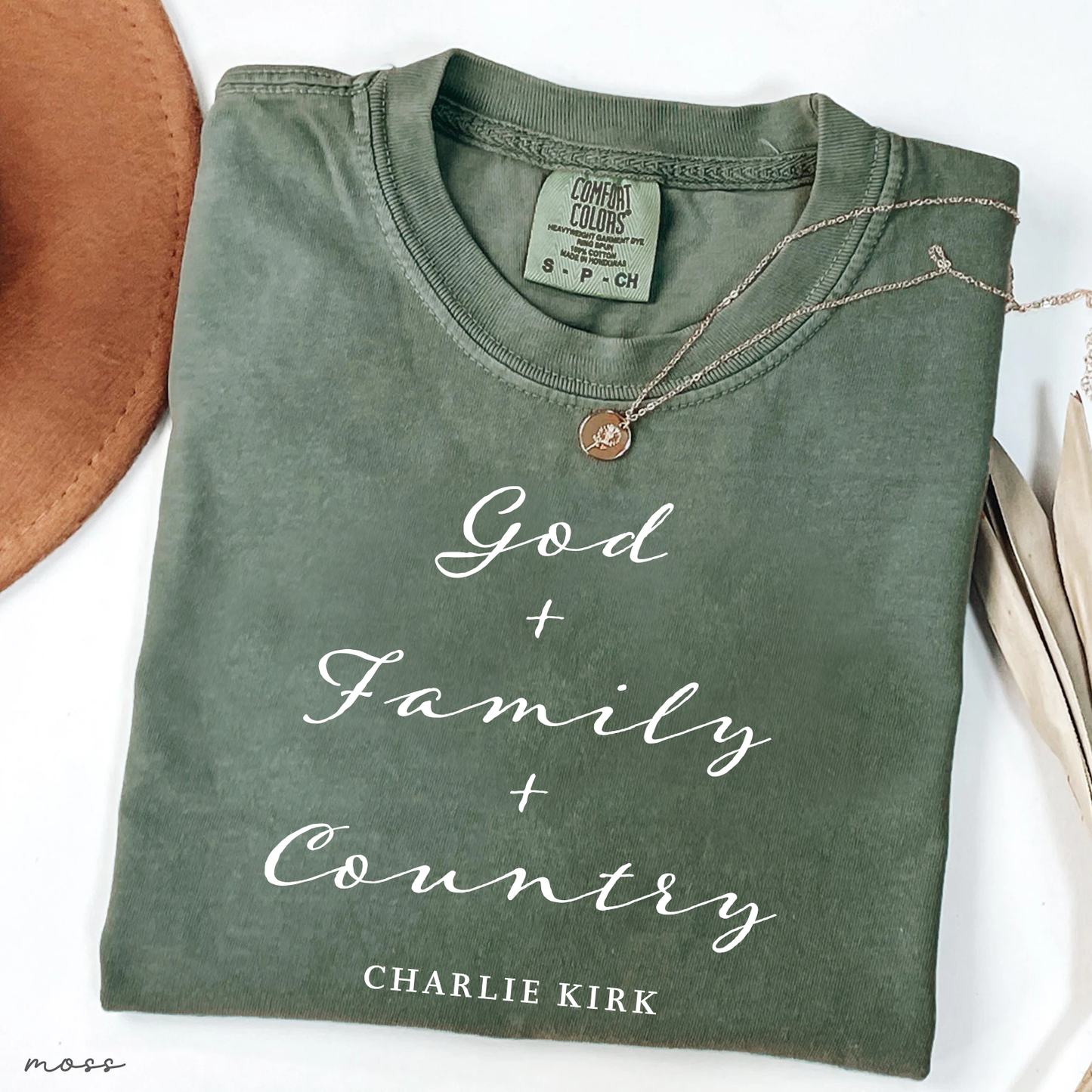 God, Family and Country Charlie Kirk Christian Activist Support Comfort Colors® Shirt