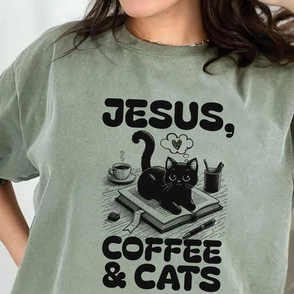 Jesus, Coffee and Cats Tee