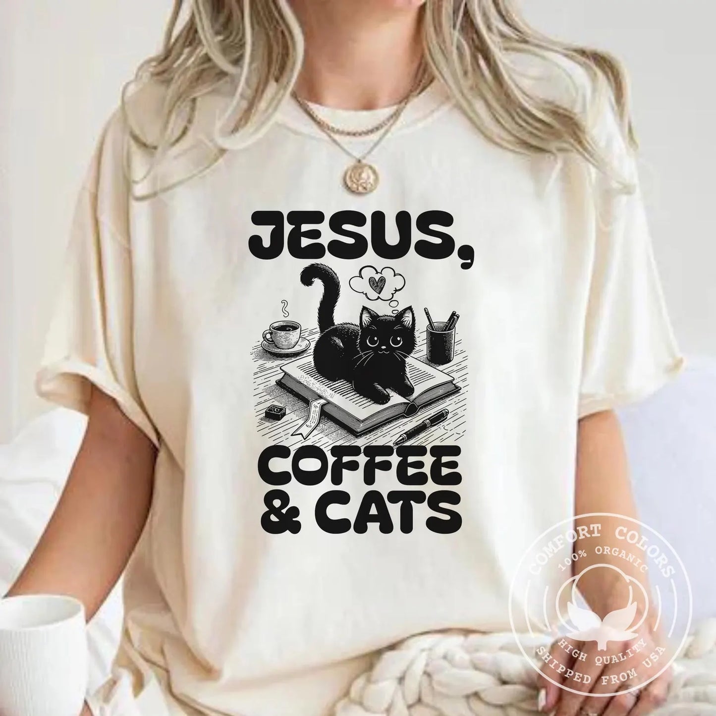 Jesus, Coffee and Cats Tee