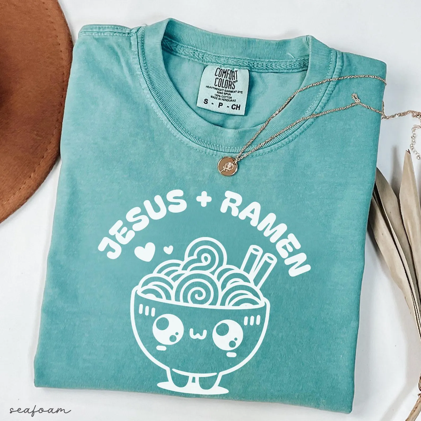 Jesus and Ramen Funny Christian Food Lover Tee