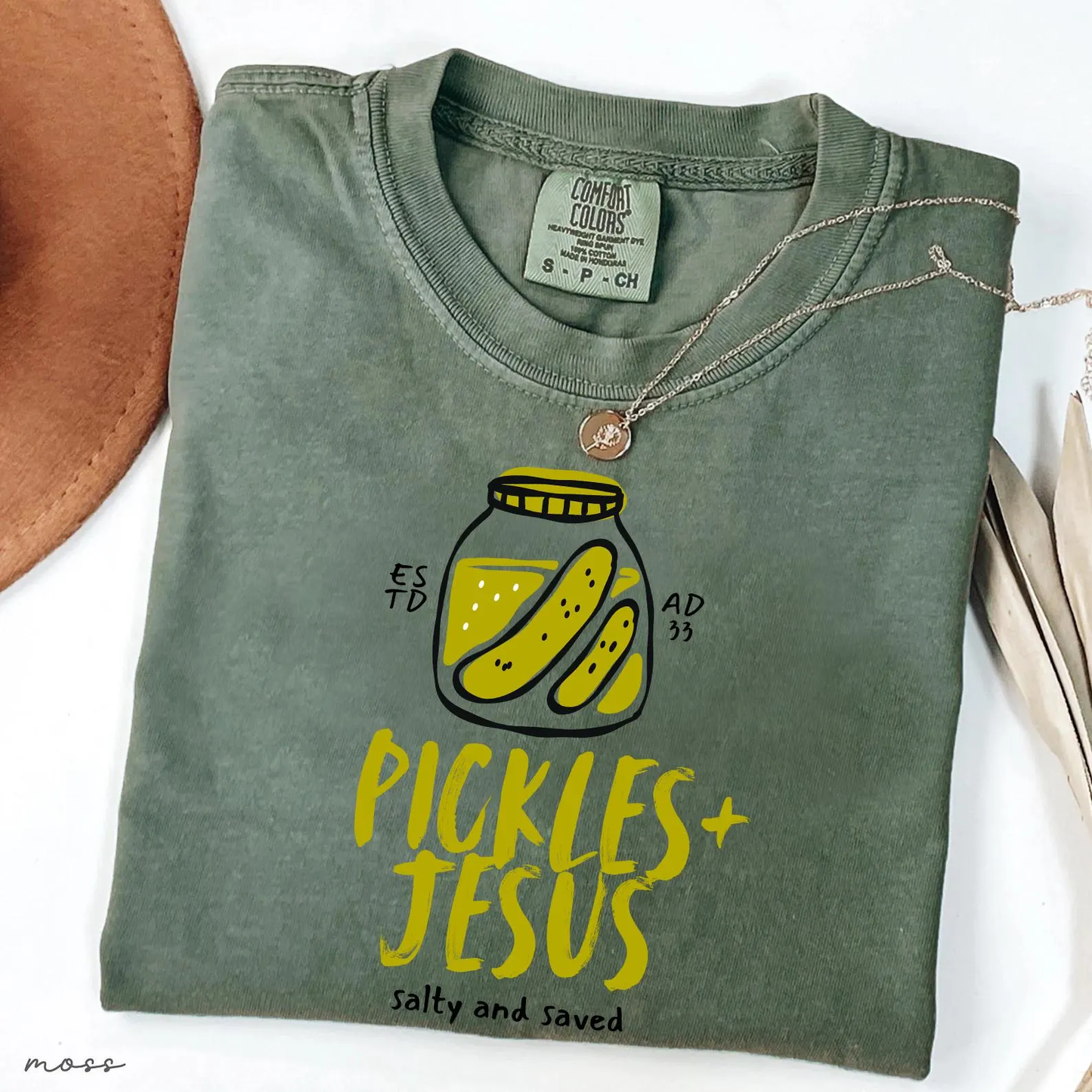 Pickles and Jesus Salty and Saved Christian Tee